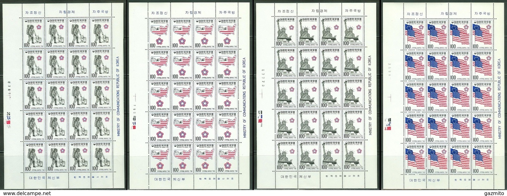 South Korea 1976, 200th Indipendence USA, Space, 4sheetlets - Korea (Süd-)