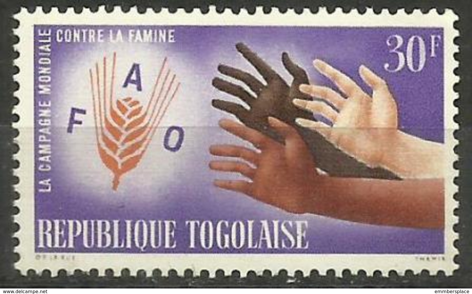 Togo - 1963 Freedom From Hunger 30f MNH **      Sc 447 - Togo (1960-...)