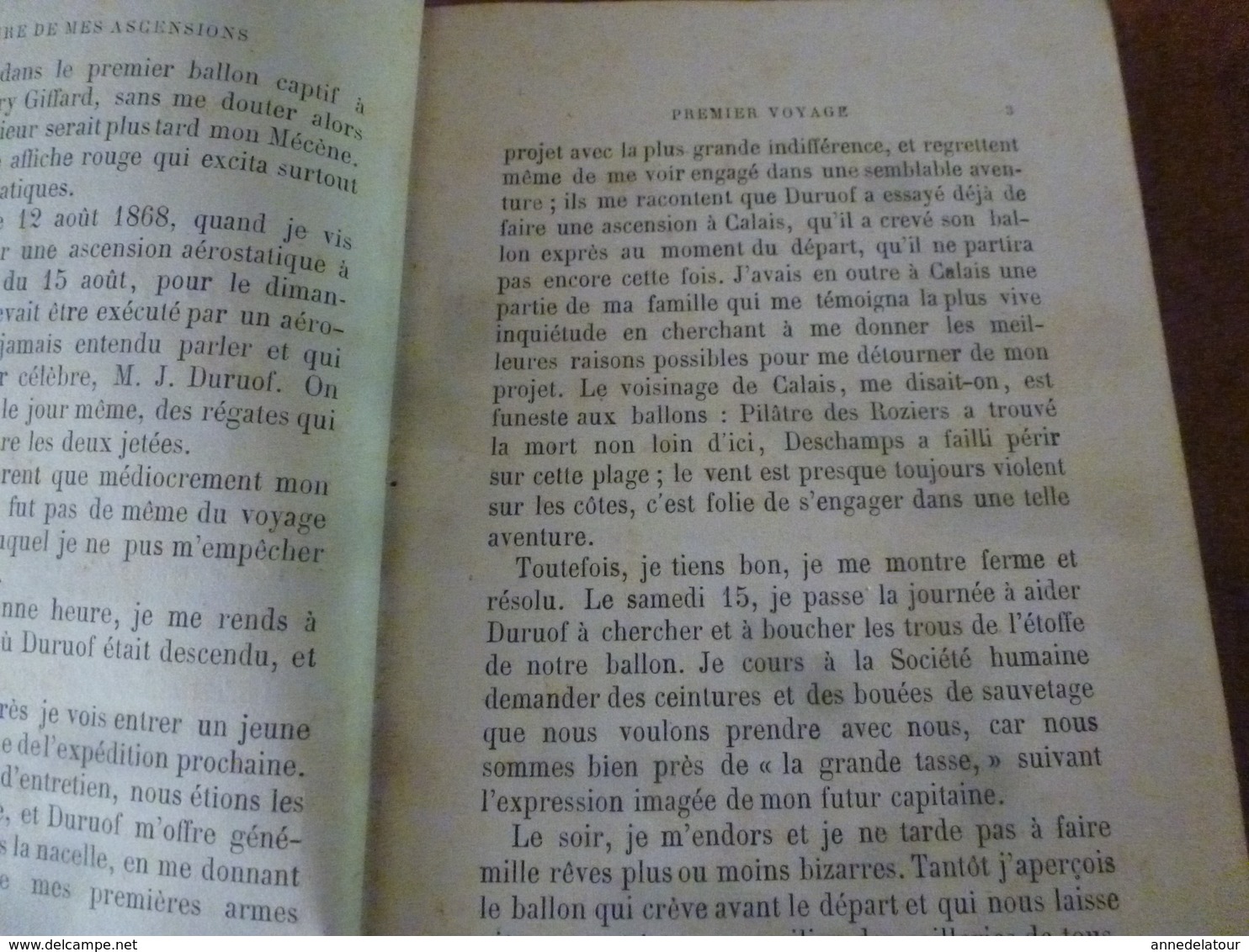 1867-1877  Histoire de MES ASCENSIONS  ( de Calais ,Mer du Nord,etc )  par Gaston Tissandier  ,éditeur Maurice Dreyfous