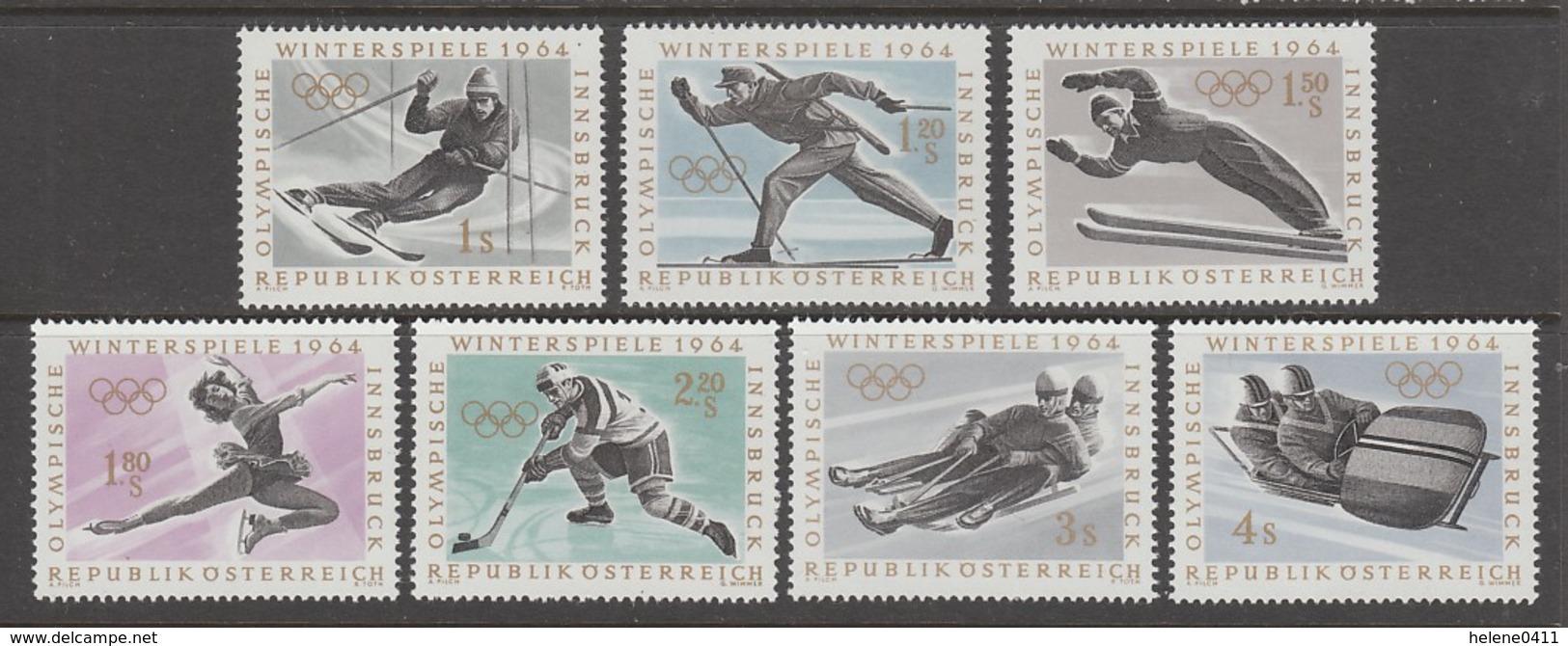 SERIE NEUVE D'AUTRICHE - JEX OLYMPIQUES D'INNSBRUCK N° Y&T 974 A 980 - Hiver 1964: Innsbruck