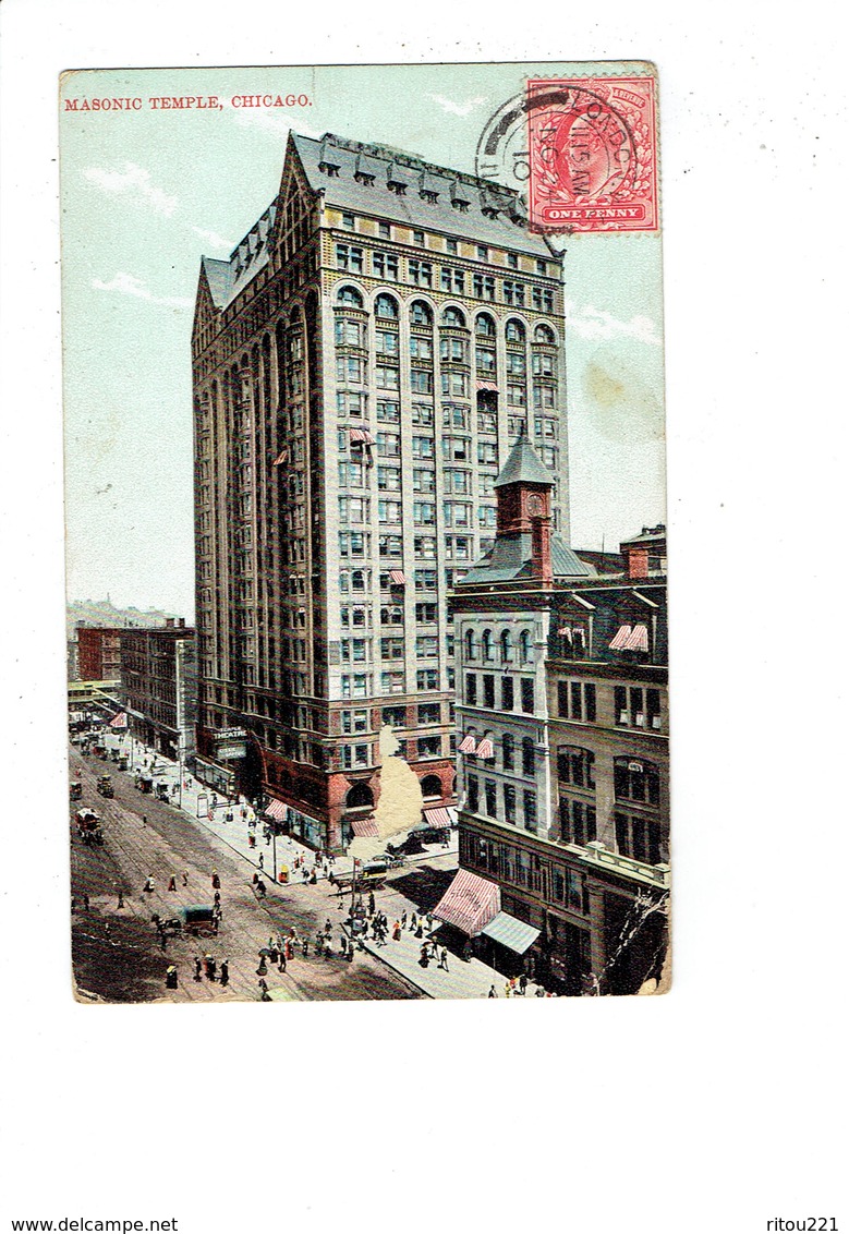 Cpa - Illinois > Chicago - Thème Franc Maçonnerie - Masonic / Masonic Temple - Temple Theatre - 1910 - Chicago