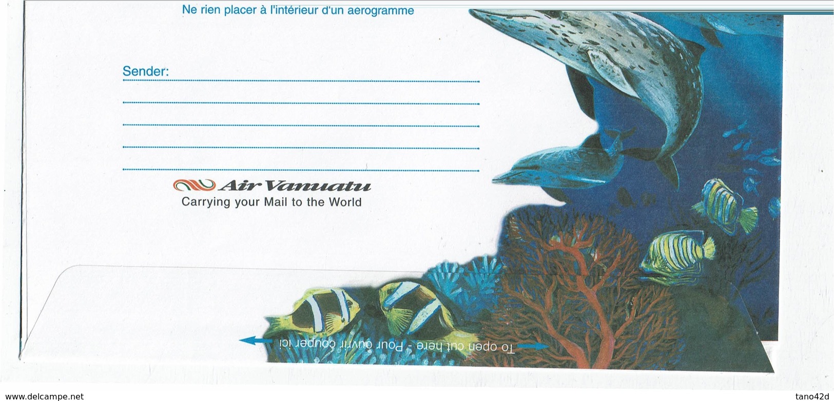 LCA11 - VANUATU AEROGRAMME "BALENE ET DAUPHINS" OBLIT. EMISSION COMMUNE AVEC LA N.LLE CALEDONIE - Vanuatu (1980-...)