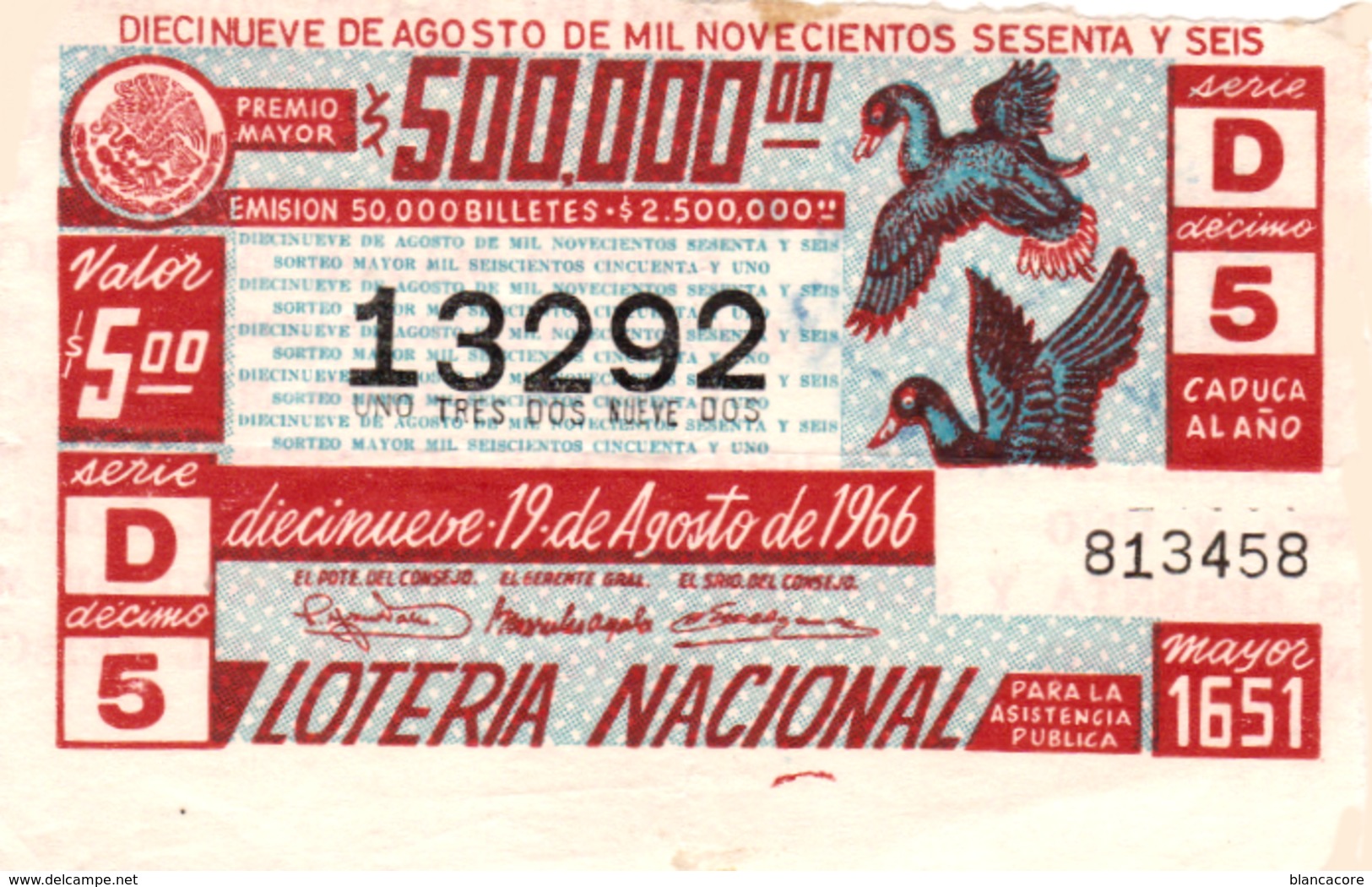Lotería Nacional Para La Asistencia Pública Mexico Mexique Billet De Loterie - Billets De Loterie