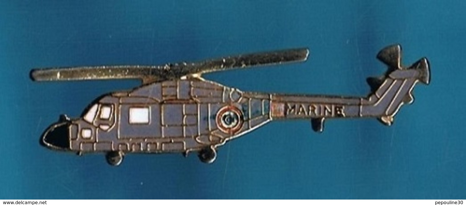 PIN'S //  ** HÉLICOPTÈRE ** LYNX / MARINE NATIONALE FRANÇAISE / LUTTE ANTI SOUS-MARINE ** - Airplanes