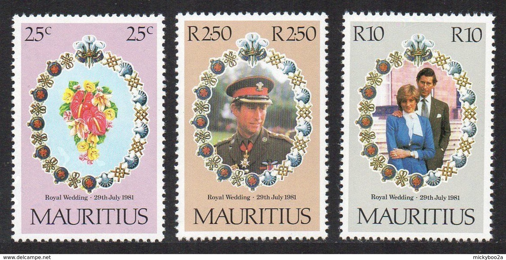 MAURITIUS 1981 ROYALTY ROYAL WEDDING CHARLES & DIANA SET MNH - Mauritius (1968-...)