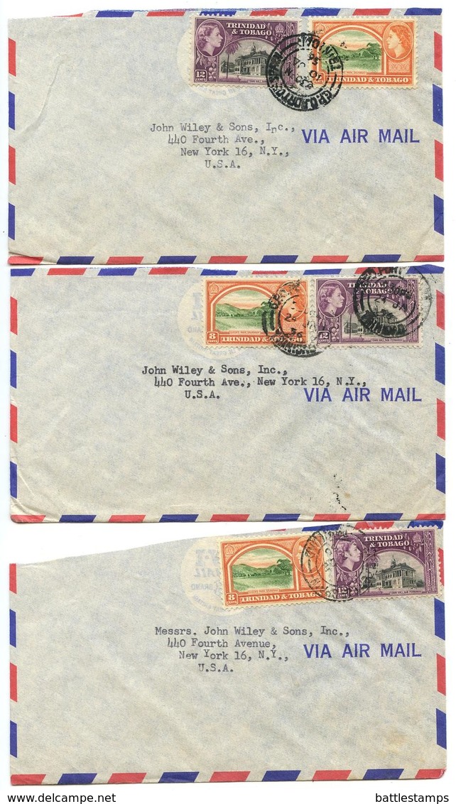 Trinidad & Tobago 1950‘s 7 Airmail Covers To U.S. W/ Scott 78-79, 2 Slogan Cancels - Trinidad & Tobago (...-1961)