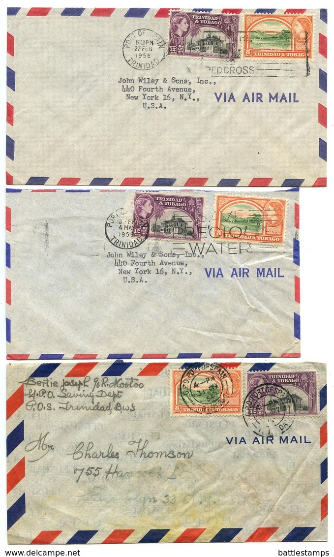 Trinidad & Tobago 1950‘s 7 Airmail Covers To U.S. W/ Scott 78-79, 2 Slogan Cancels - Trinidad Y Tobago