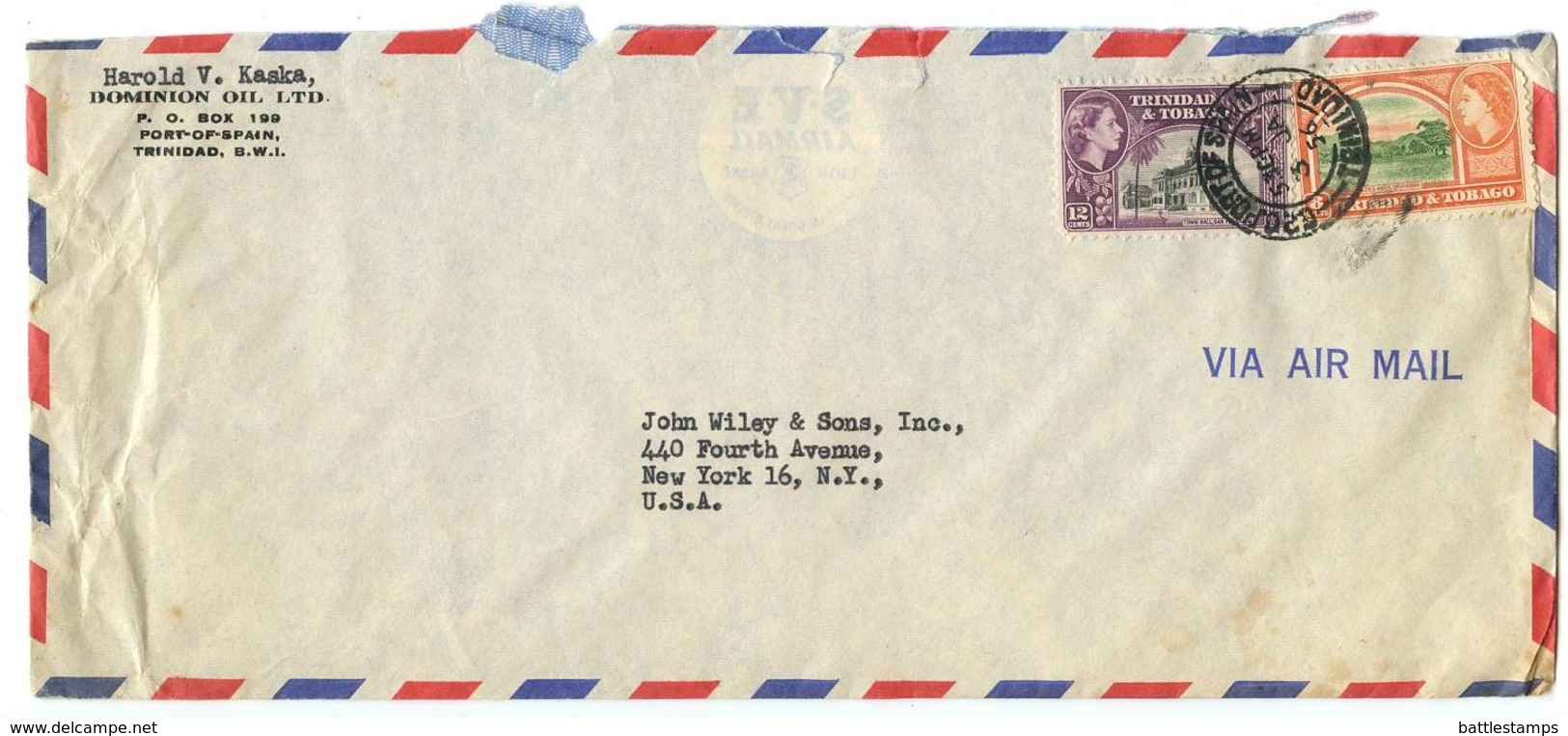 Trinidad & Tobago 1950‘s 7 Airmail Covers To U.S. W/ Scott 78-79, 2 Slogan Cancels - Trinidad & Tobago (...-1961)