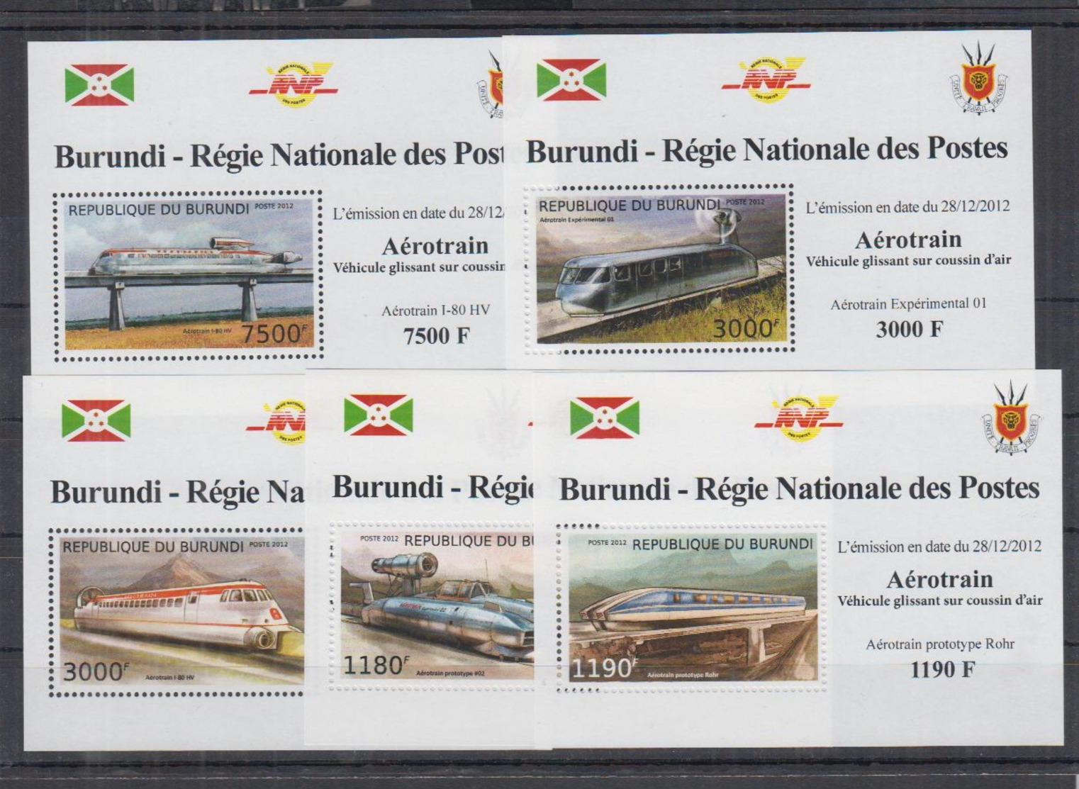 V19. MNH Burundi Transport Trains Modern Trains - Trains