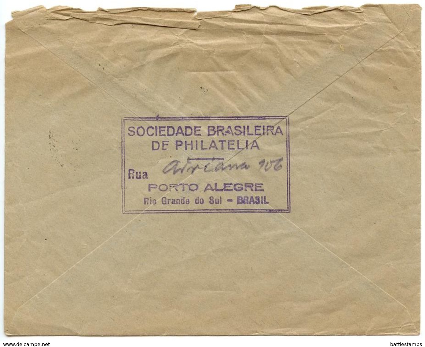 Brazil 1937 Cover Porto Alegre - Sociedade Brasileira De Philatelia To U.S. - Covers & Documents