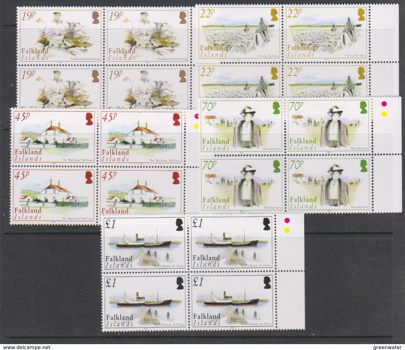 Falkland Islands 2004 Sheep Wool Industry 5v Bl Of 4 ** Mnh (39456F) - Falklandeilanden