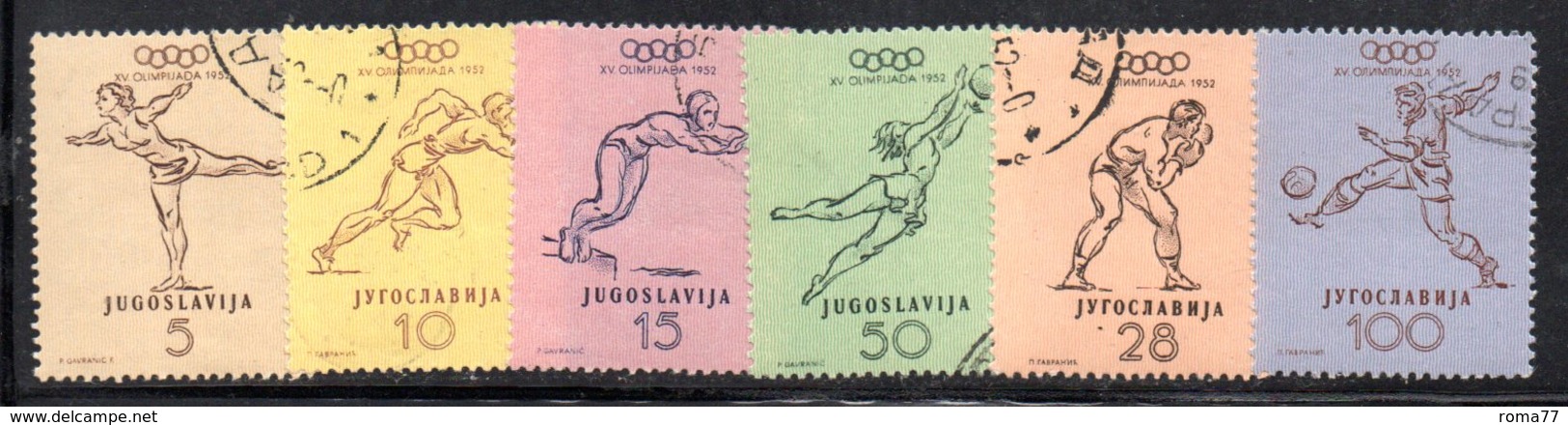 YUG75B - YUGOSLAVIA 1952,  Unificato N. 611/616  USATI Con Gomma - Usati