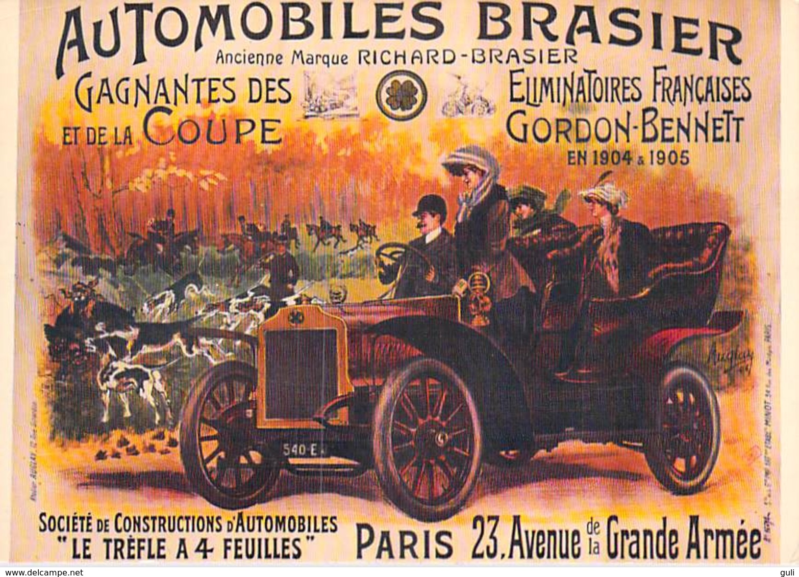 PUB Publicité  NUGERON  I 6- Nos Transports En 1900 - Automobiles BRASIER "Le Trèfle  à 4 Feuilles" (auto° *PRIX FIXE - Publicité