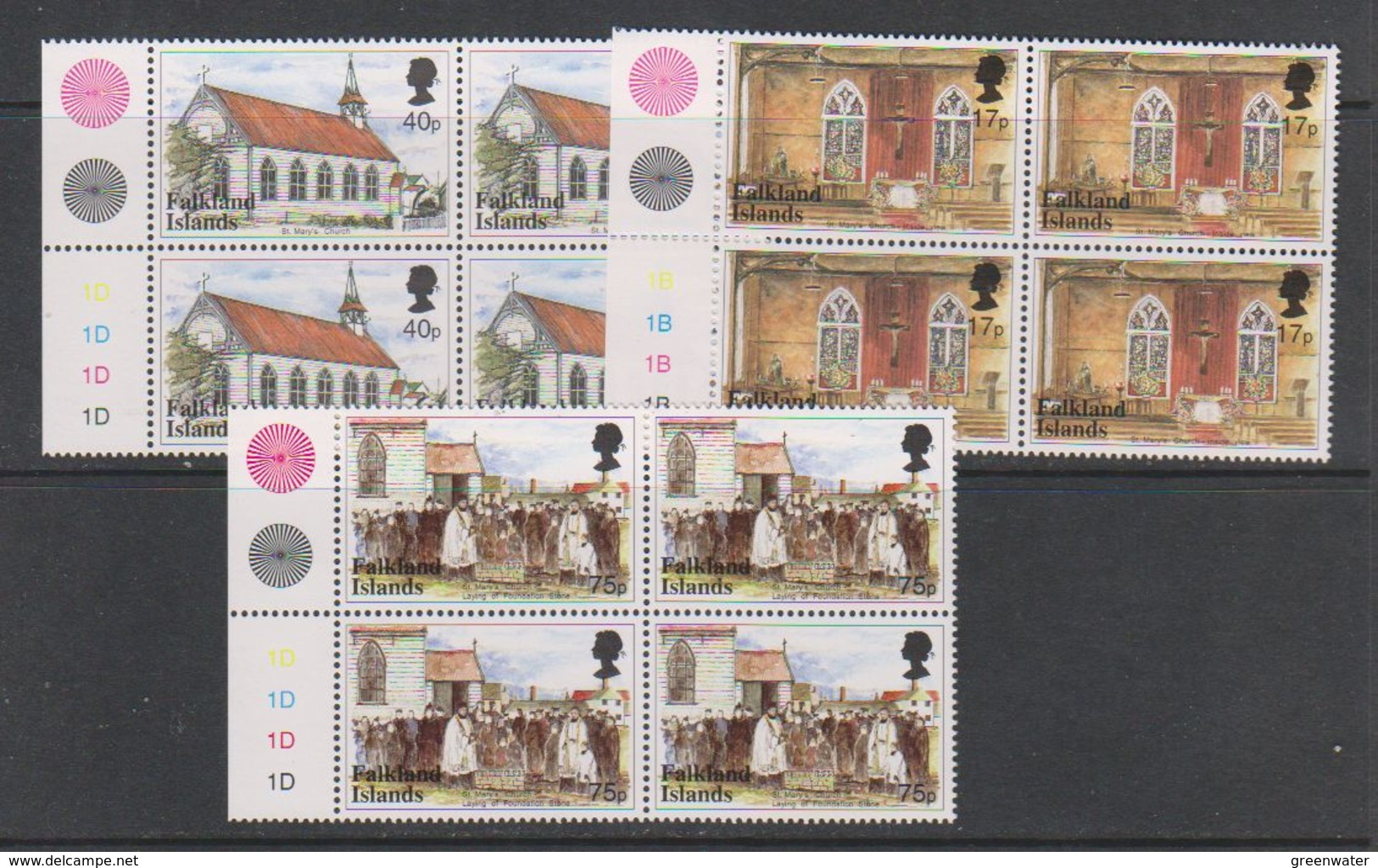 Falkland Islands 1999 St. Mary's Church 3v  Bl Of 4  ** Mnh (39457E) - Falklandeilanden