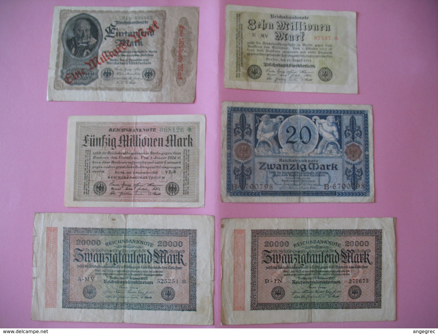 Allemagne  Lot De 6  Billet    Reichsbanknote - To Identify