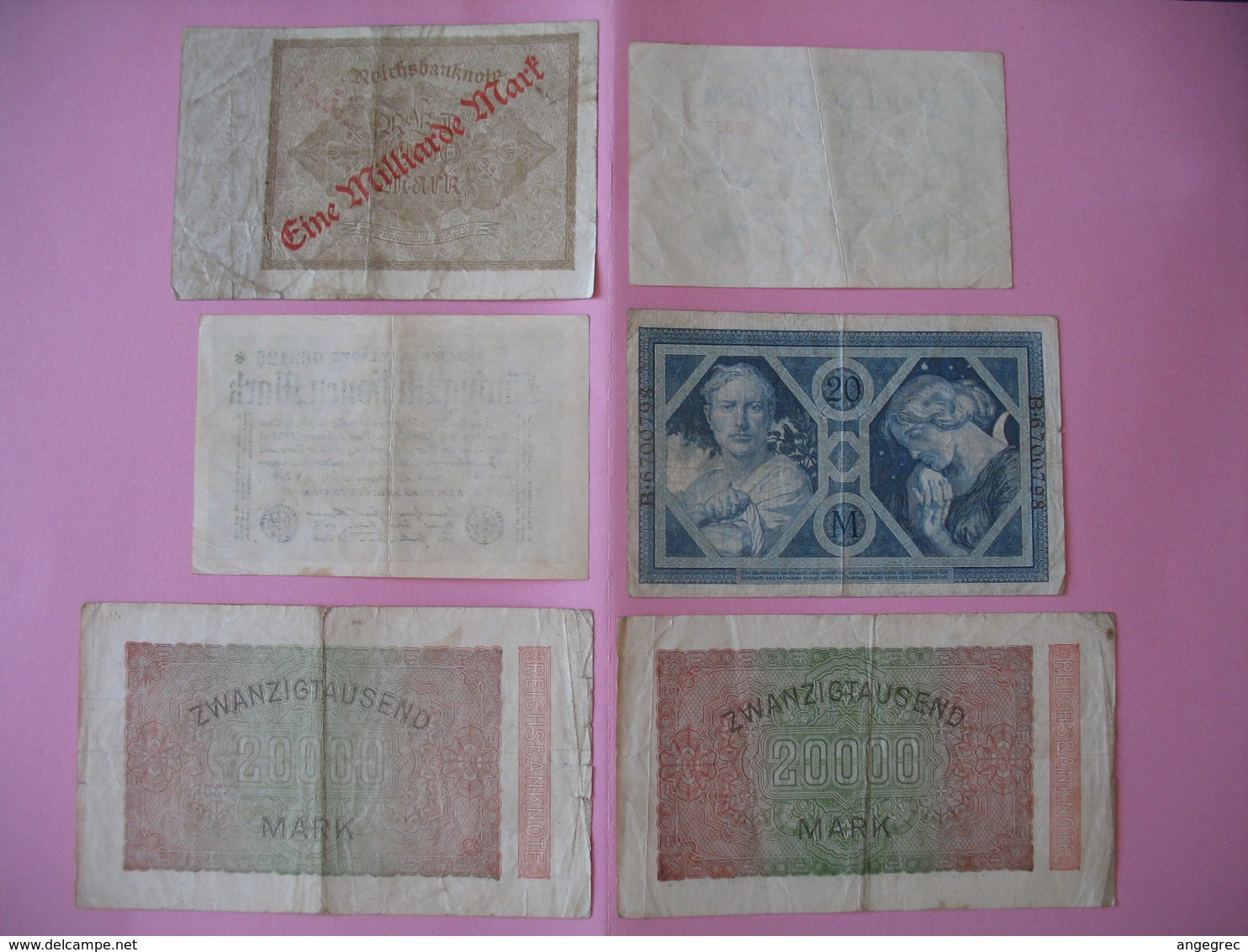 Allemagne  Lot De 6  Billet    Reichsbanknote - Te Identificeren