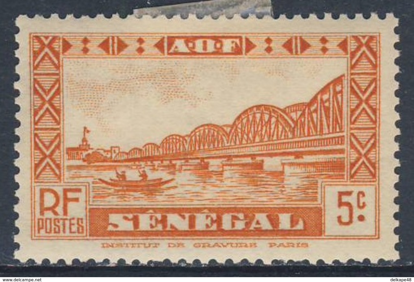 Senegal 1935 Mi 122 YT 117 * MH - Faidherbe, Saint Louis Pont De Chemin De Fer / Railway Bridge / Eisenbahnbrücke - Treinen