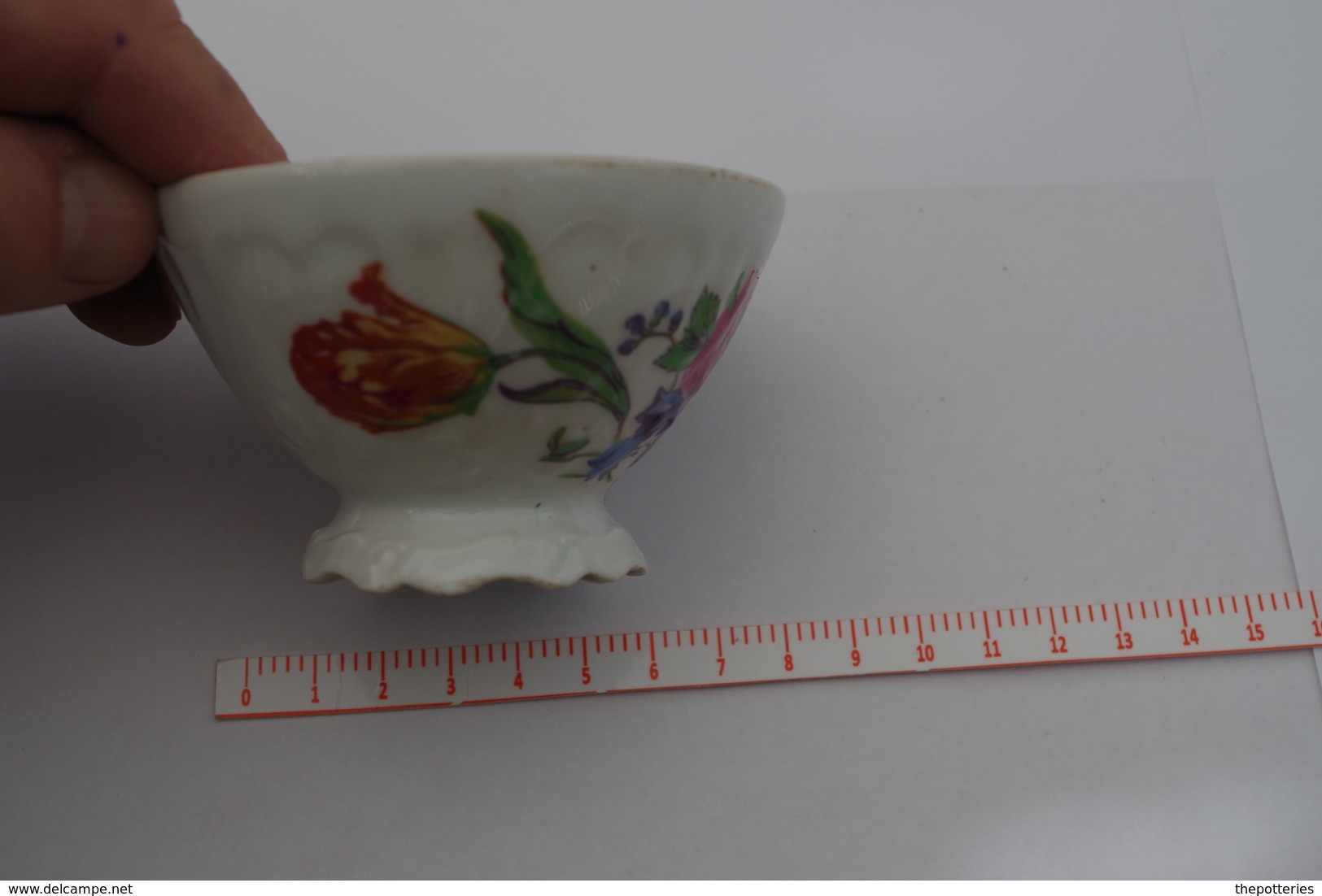 B/ France Picardie Nord Bol à Café Du Nord Motif Tulipe Décalcomanie Coffee Ca 1920 1930 Hauteur 5 Cm Diametre 8,8,7cm - Cups