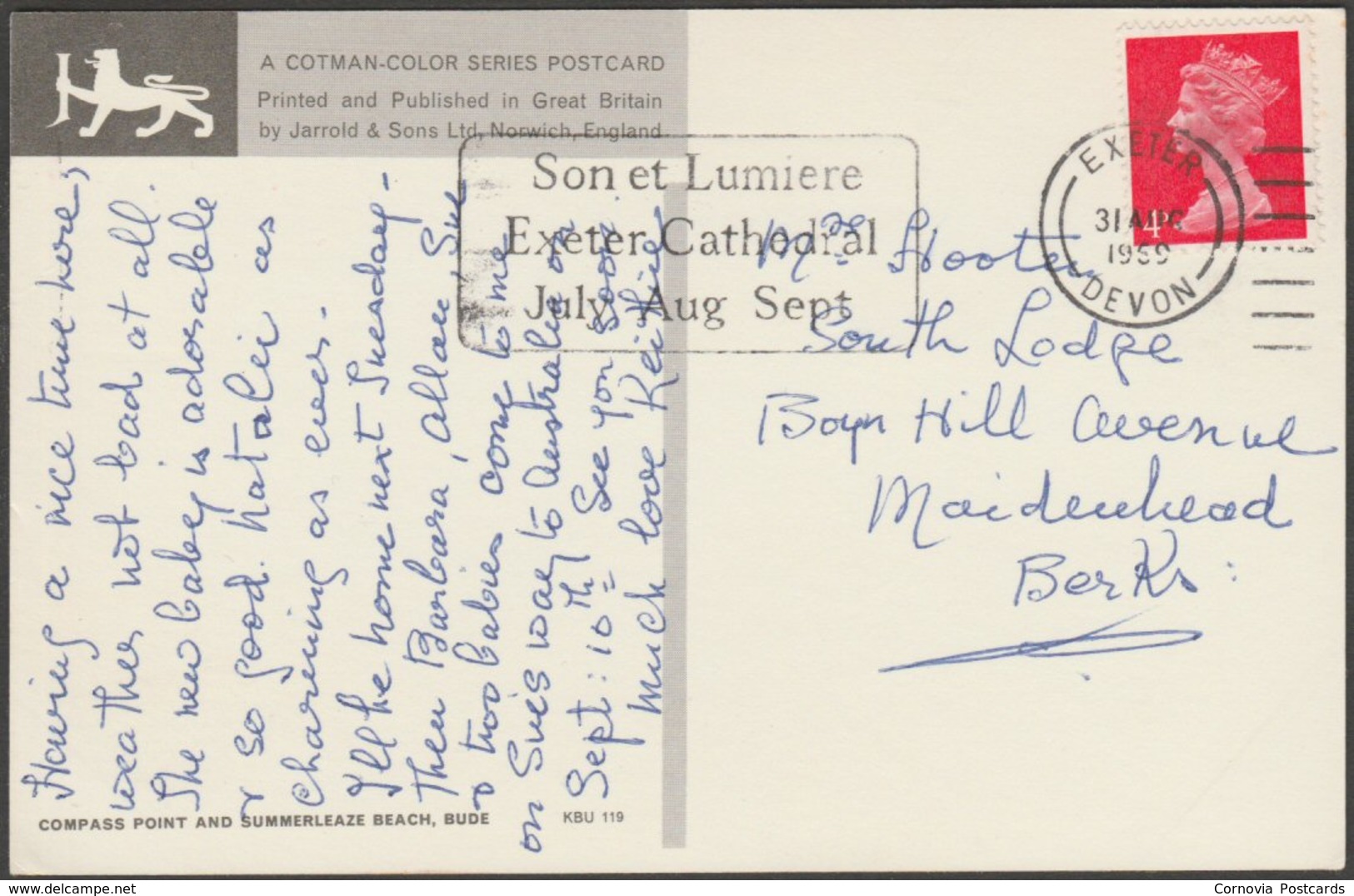 Compass Point And Summerleaze Beach, Bude, Cornwall, 1969 - Jarrold Postcard - Other & Unclassified