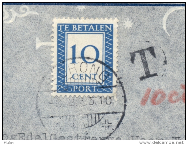 Nederland Nieuw Guinea - 1953 - Nederlandse Portzegel Van 10 Cent Op Taxed Cover Van Merauke Naar Sorong - Nueva Guinea Holandesa