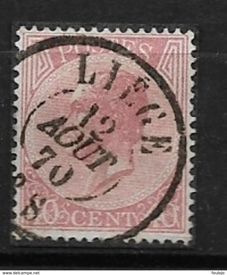 N° 20 A Oblitération  DC Liège Le 12 Aout 1870 - R (Lot 1508) - 1865-1866 Profil Gauche
