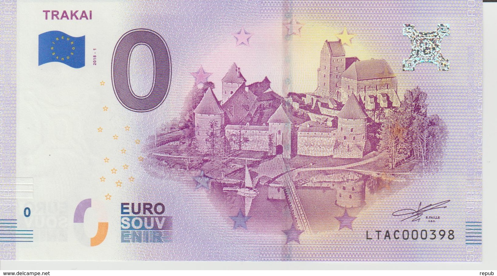 Billet Touristique 0 Euro Souvenir Lettonie - Trakai 2018-1 N°LTAC000398 - Private Proofs / Unofficial