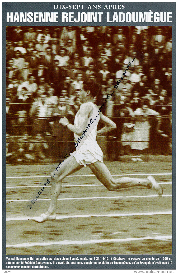 ATHLETISME : PHOTO (1948), MARCEL HANSENNE, ICI AU STADE JEAN BOUIN, EGALE LE RECORD MONDE DU 1000 M A GOTEBORG - Collections