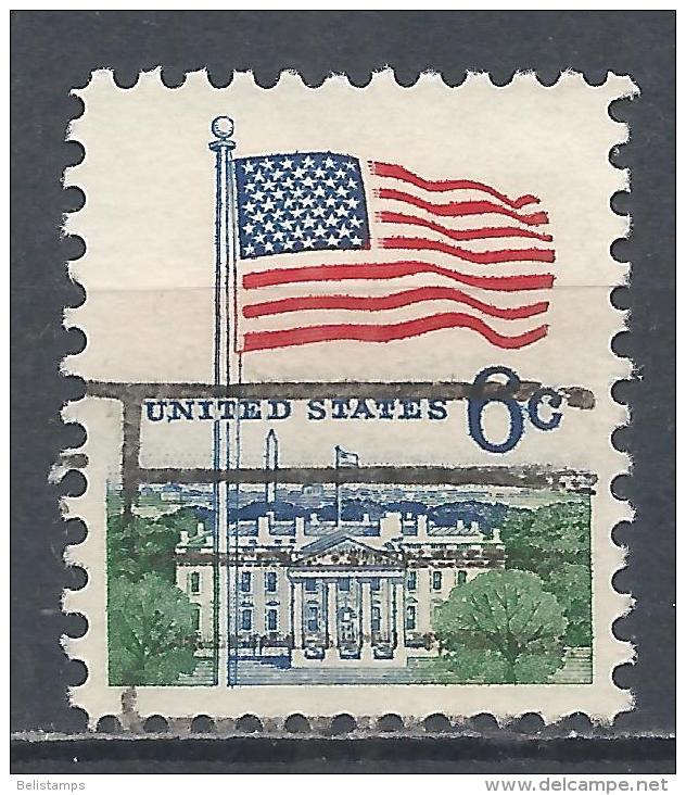 United States 1968. Scott #1338 (U) Flag And White House * - Oblitérés