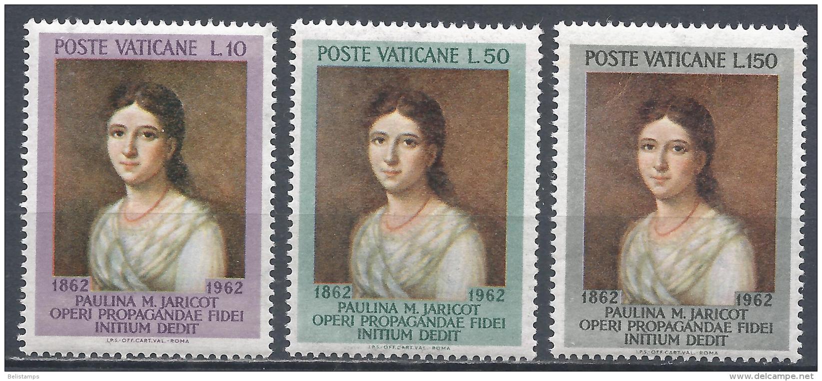 Vatican City 1962. Scott #338-40 (MNH) Paulina M. Jaricot (1799-1862) ** Complet Set - Neufs