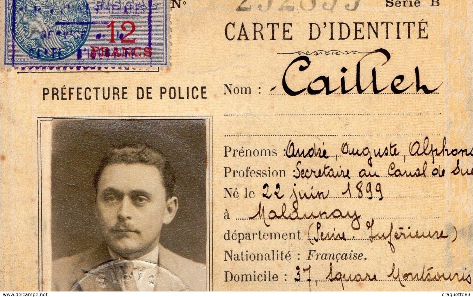 CARTE D'IDENTITE N° 292899  MALAUNAY SEINE INFERIEURE - Other & Unclassified