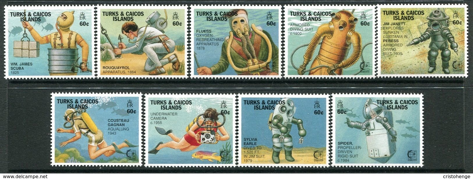 Turks & Caicos Islands 1995 Deep Sea Diving Set MNH (SG 1357-65) - Turks And Caicos