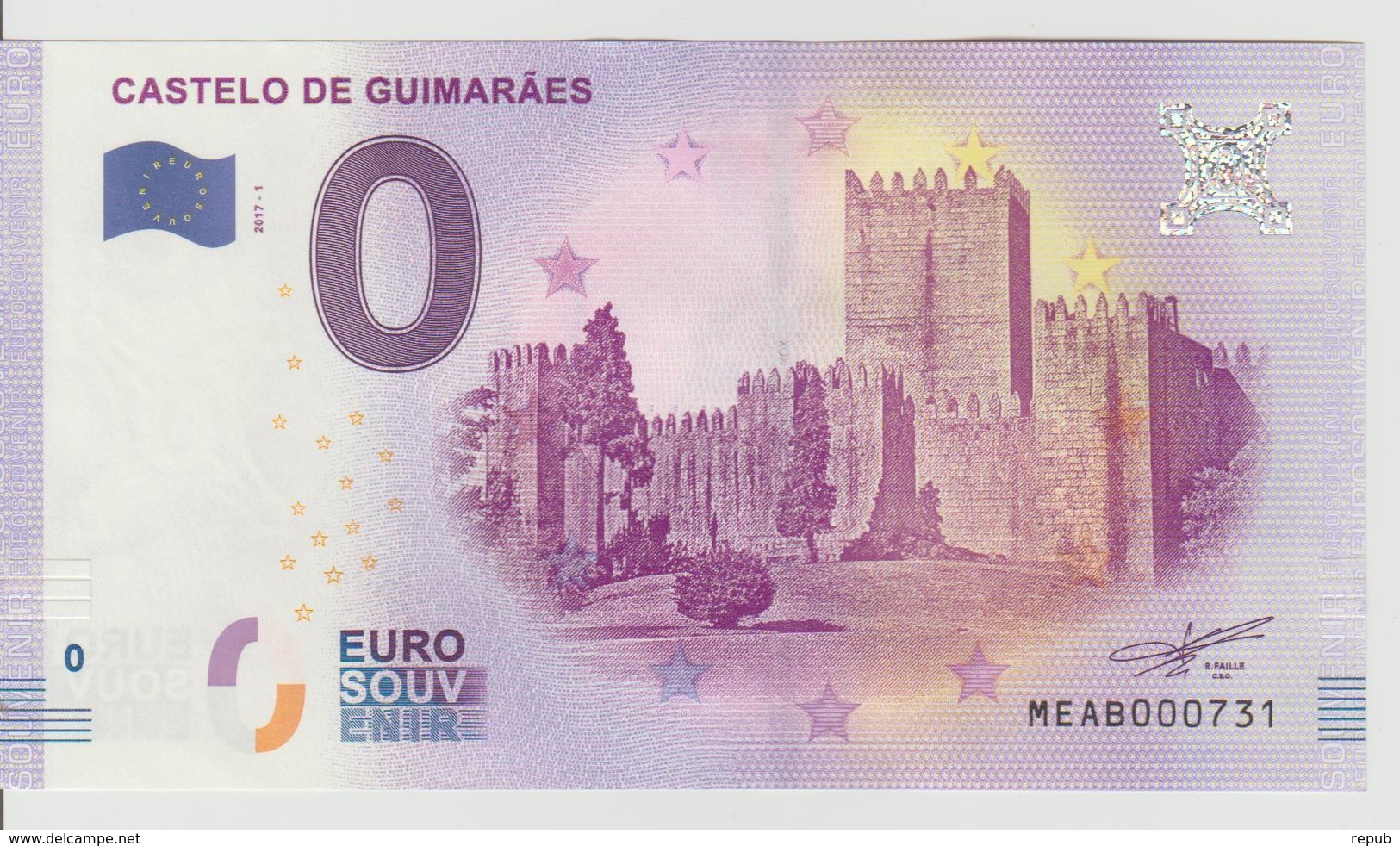 Billet Touristique 0 Euro Souvenir Portugal - Castelo De Guimaraes 2017-2 N°MEAB000731 - Private Proofs / Unofficial