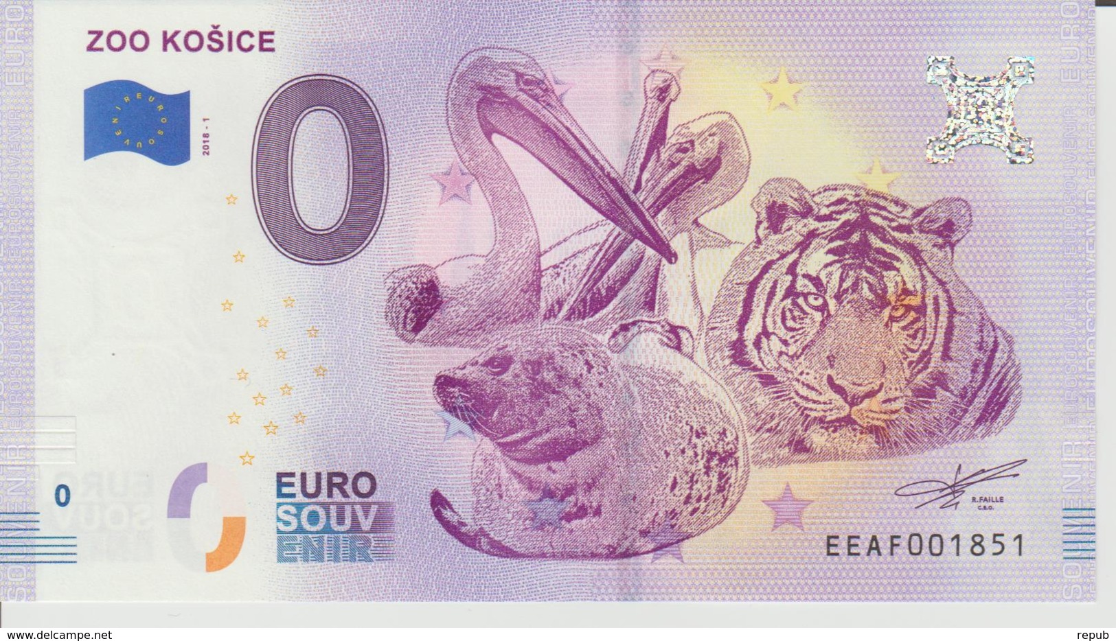 Billet Touristique 0 Euro Souvenir Slovaquie - Zoo Kosice 2018-1 N°EEAF001851 - Essais Privés / Non-officiels