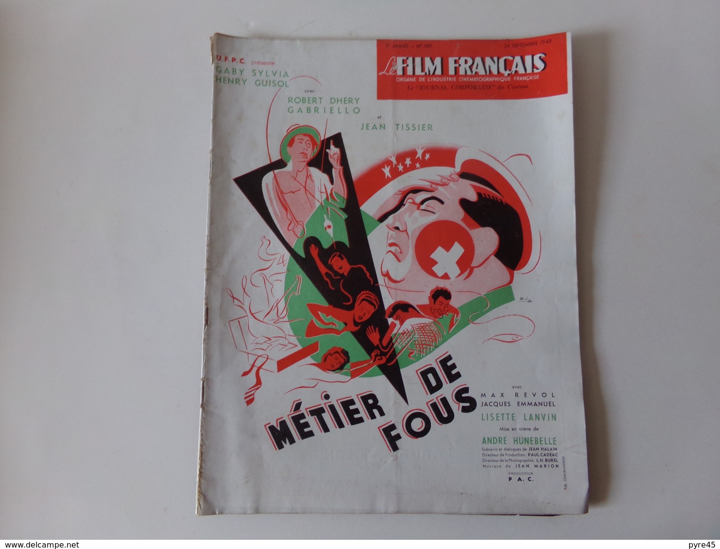 Magazine " Le Film Français " N° 197 Septembre 1948 " Métiers De Fous " - Zeitschriften