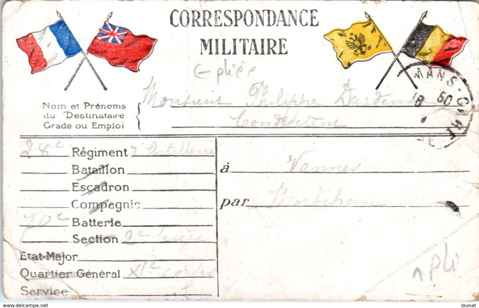 Correspondance Militaire - Vannes - 28 ème Régiment D'artillerie 70 è Batterie (plis) Militaire - Lettres & Documents