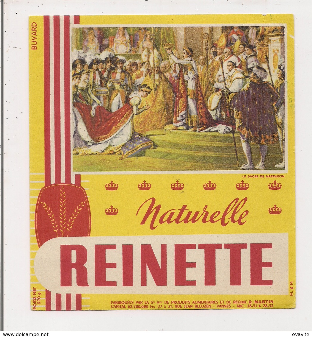 Buvard -     Naturelle REINETTE    Le Sacre De Napoléon - Autres & Non Classés