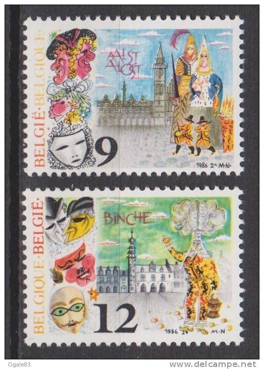 Belgique N° 2200 - 2201 ** Folklore - Alost & Binche - Carnaval - 1986 - Ongebruikt