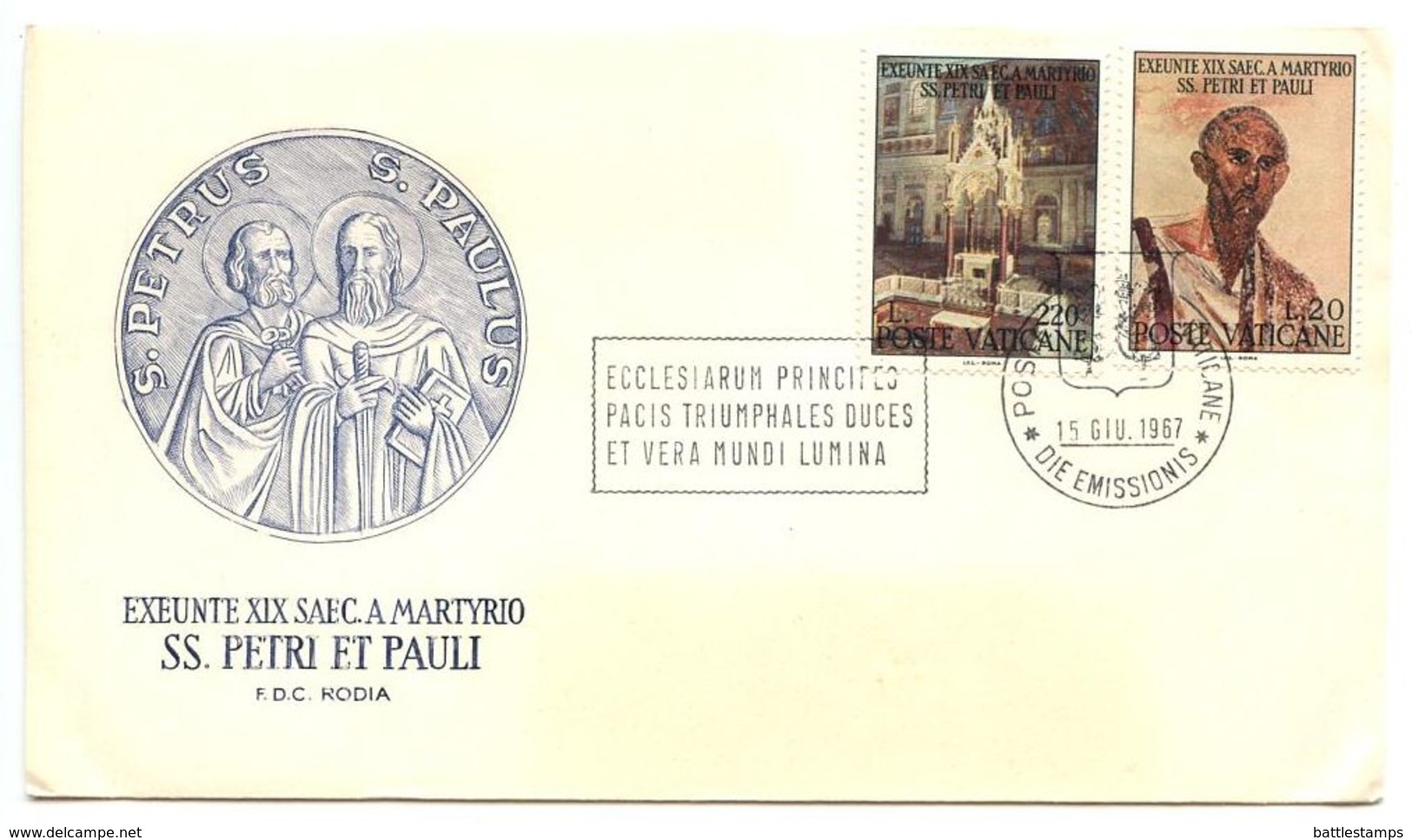 Vatican 1967 Scott 449 & 452 FDC Martyrdom Of The Apostles Peter And Paul - FDC