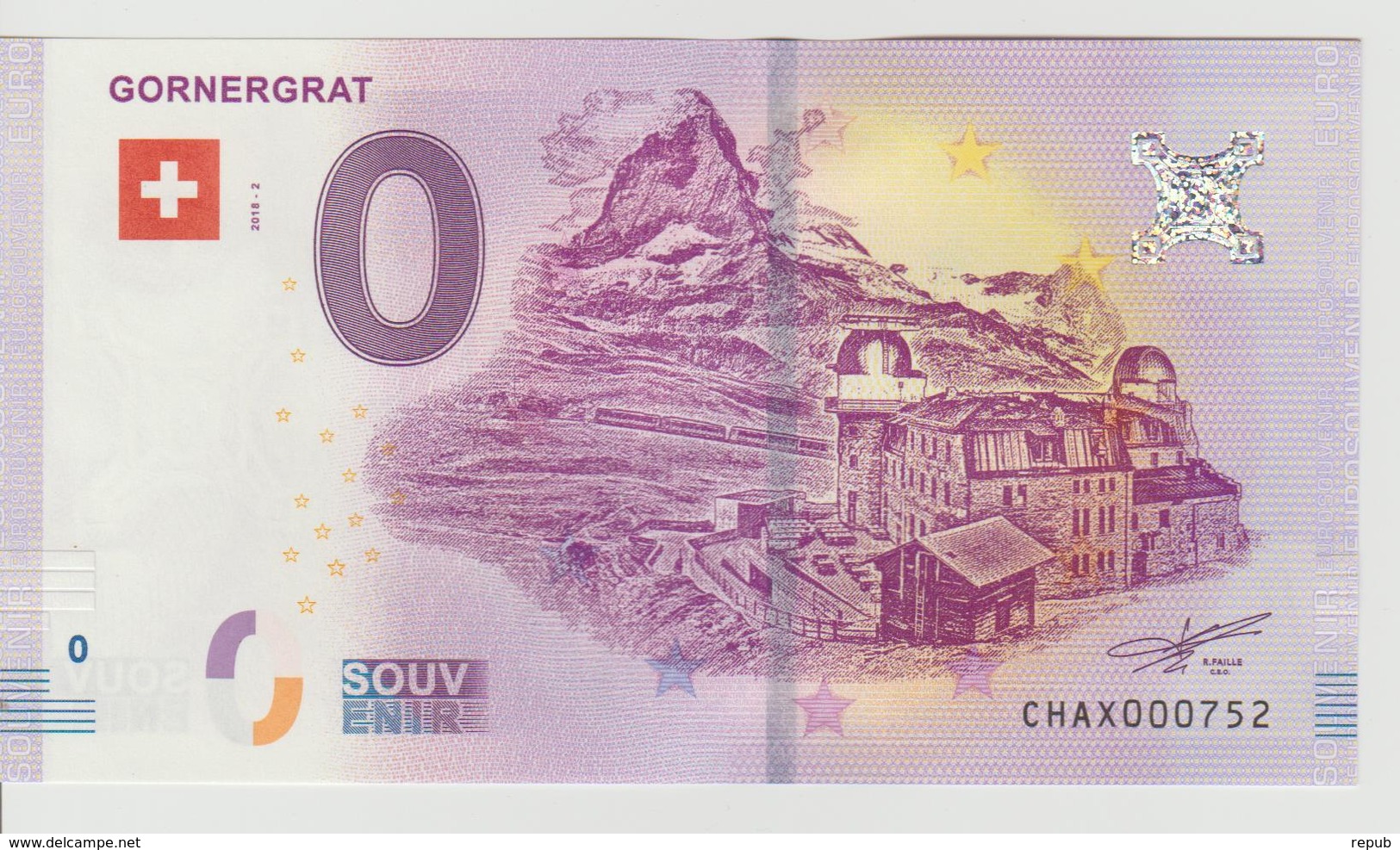 Billet Touristique 0 Euro Souvenir Suisse - Gornergrat 2018-2 N°CHAX000752 - Essais Privés / Non-officiels