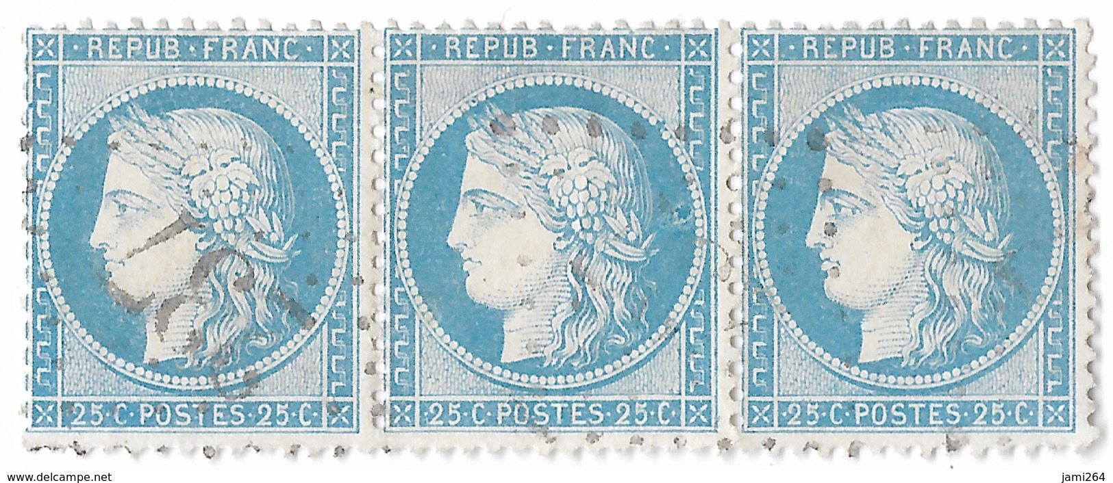 TIMBRE N°60/1 : BANDES DE 3  ; GC 3274 (SALLANCHES) + GC 237 (AURILLAC);TTB - 1871-1875 Cérès