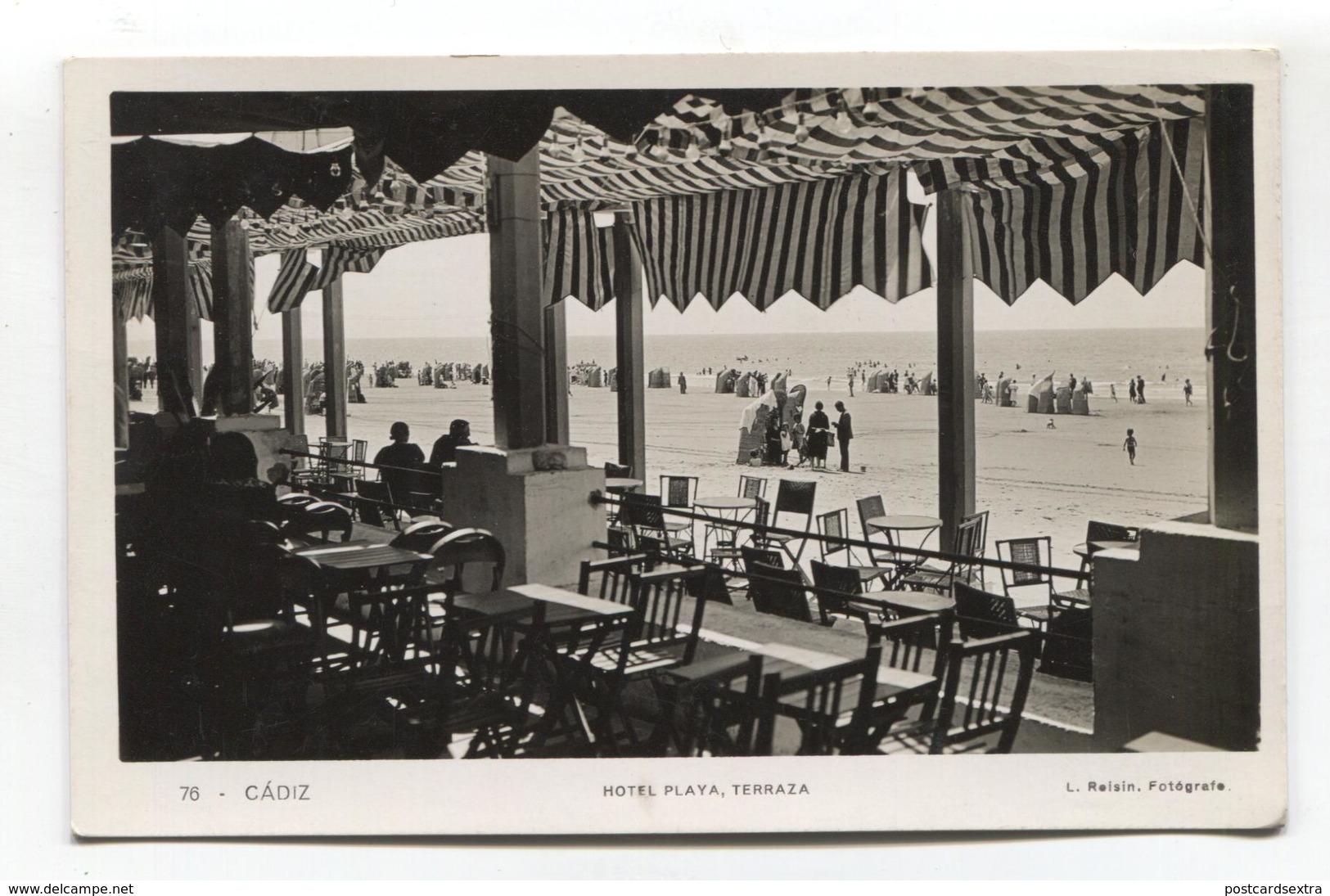 Cádiz - Hotel Playa, Terraza - Vieja Postal Fotográfica - Cádiz