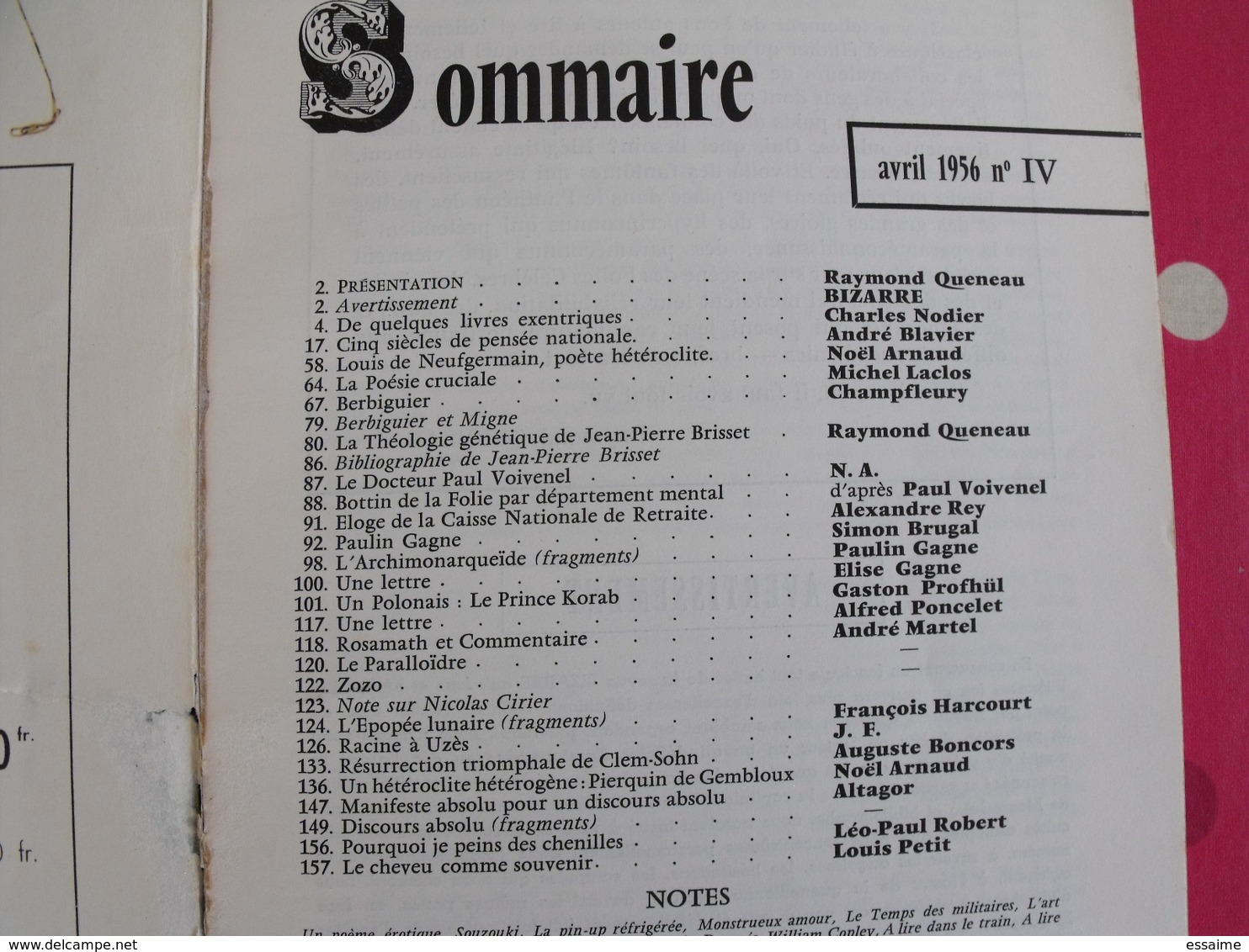 Bizarre N° 4 D'avril 1956. Raymond Queneau Daumier Grandville Souzouki Bertall Gavarni - Humour