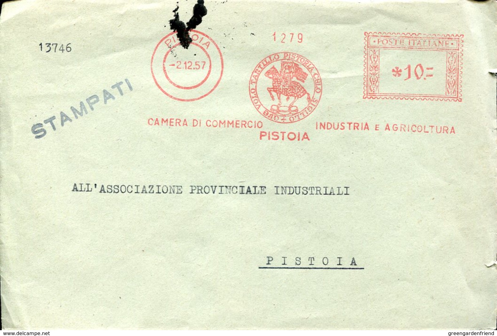 35888 Italia,  Red Meter/freistempel/ema/1957 Pistoia, Camera Di Commercio Ind. Agricoltura - Macchine Per Obliterare (EMA)