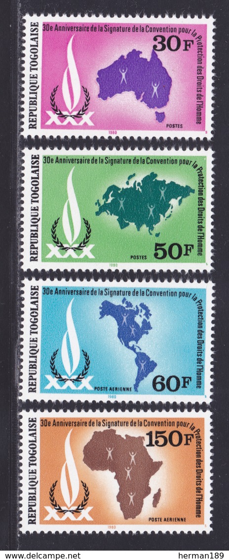 TOGO N°  997 & 998, AERIENS N° 434 & 435 ** MNH Neufs Sans Charnière, TB (D7469) Droits De L'homme - Togo (1960-...)