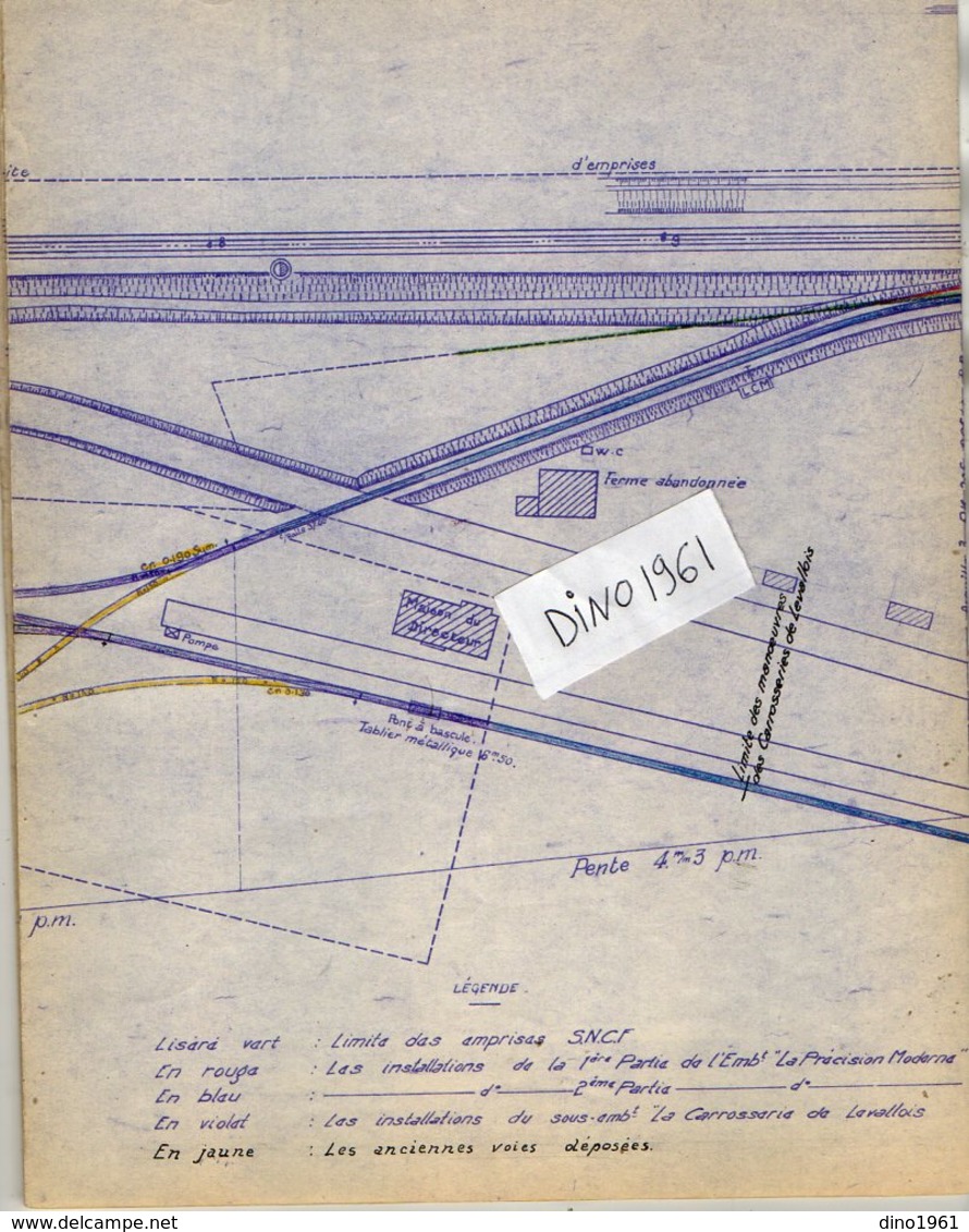 VP12.732 PARIS - Plan De 1959  Entre La S.N.C.F Ligne De VIERZON à SAINCAIZE & La Précision & La Carroserie De Levallois - Eisenbahnverkehr