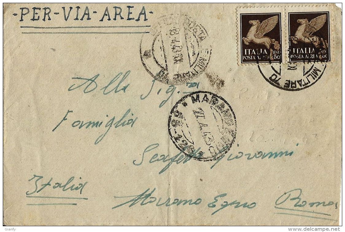 BUSTA POSTA MILITARE 70 1943 CORIZA ALBANIA X MARANO EQUO - Posta Militare (PM)