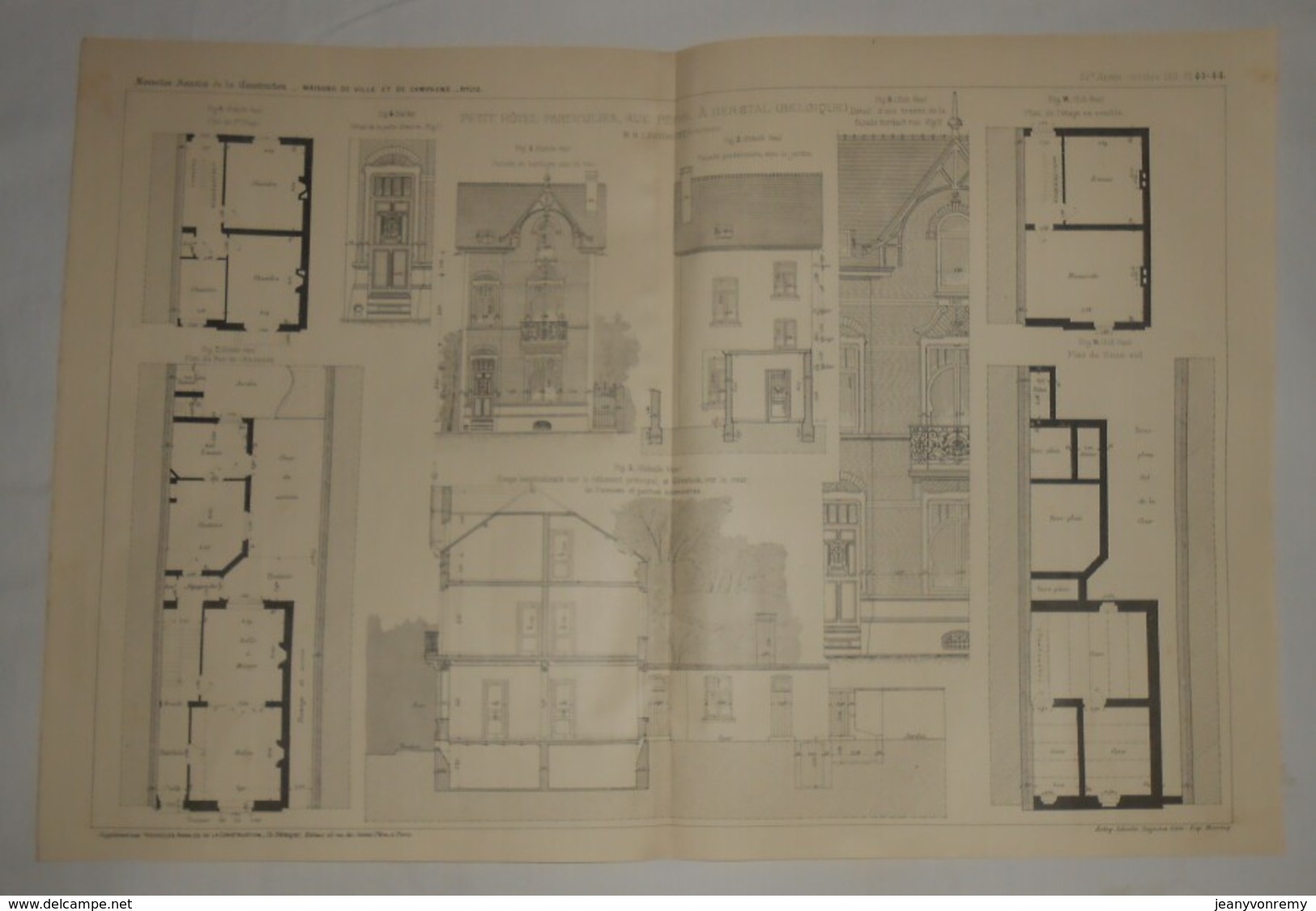 Plan D'un Petit Hôtel Particulier, Rue Pépin à Herstal En Belgique. M. N. Lambrecht, Architecte 1911 - Travaux Publics