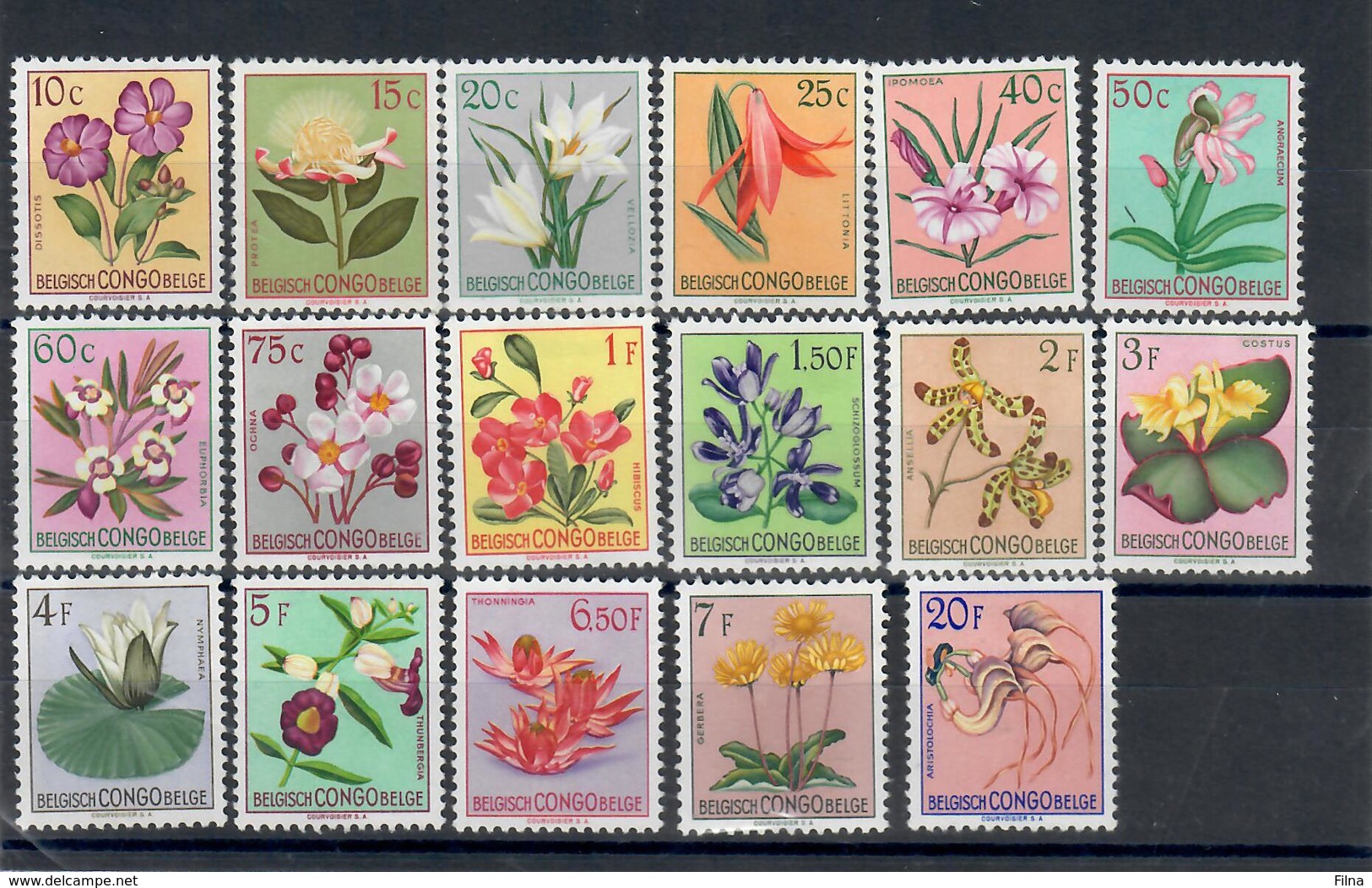 CONGO BELGA 1952 - FLORA - FIORI  VARI   - CON LINGUELLA - * - Nuovi