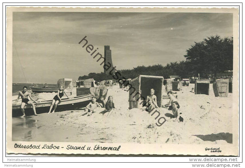 Ostseebad Laboe - Strand Und Ehrenmal - Foto-AK - Verlag Gerhard Laboe - Laboe