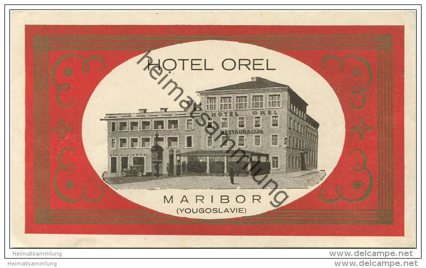 Maribor - Hotel Orel - Hotel Sticker 8cm X 13,5cm - Hotelaufkleber